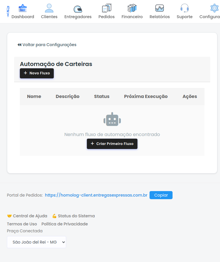Tela de Automação de Carteiras
