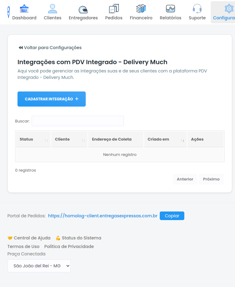 Tela PDV Integrado - Delivery Much